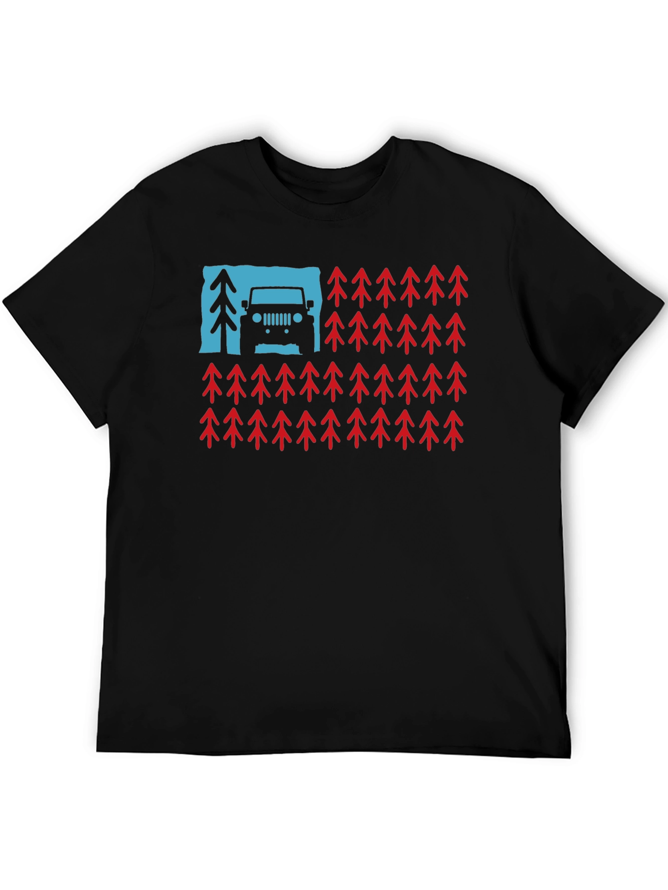 American Flag Jeep & Trees Graphic Tee