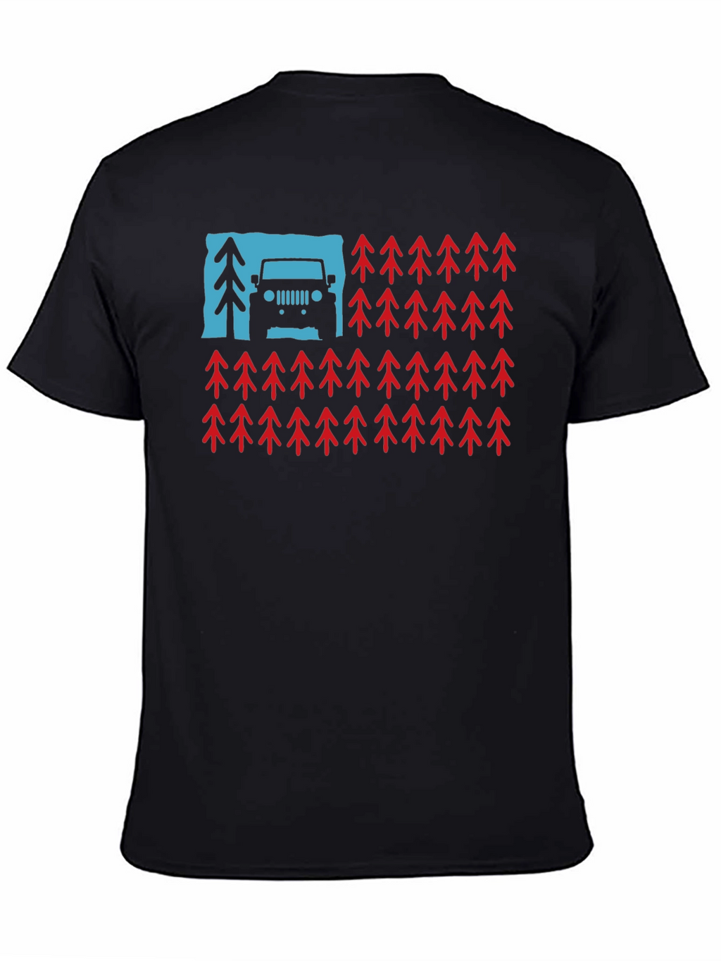 American Flag Jeep & Trees Graphic Tee