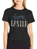 Happy Easter Graphic T-Shirt - Black Unisex Tee