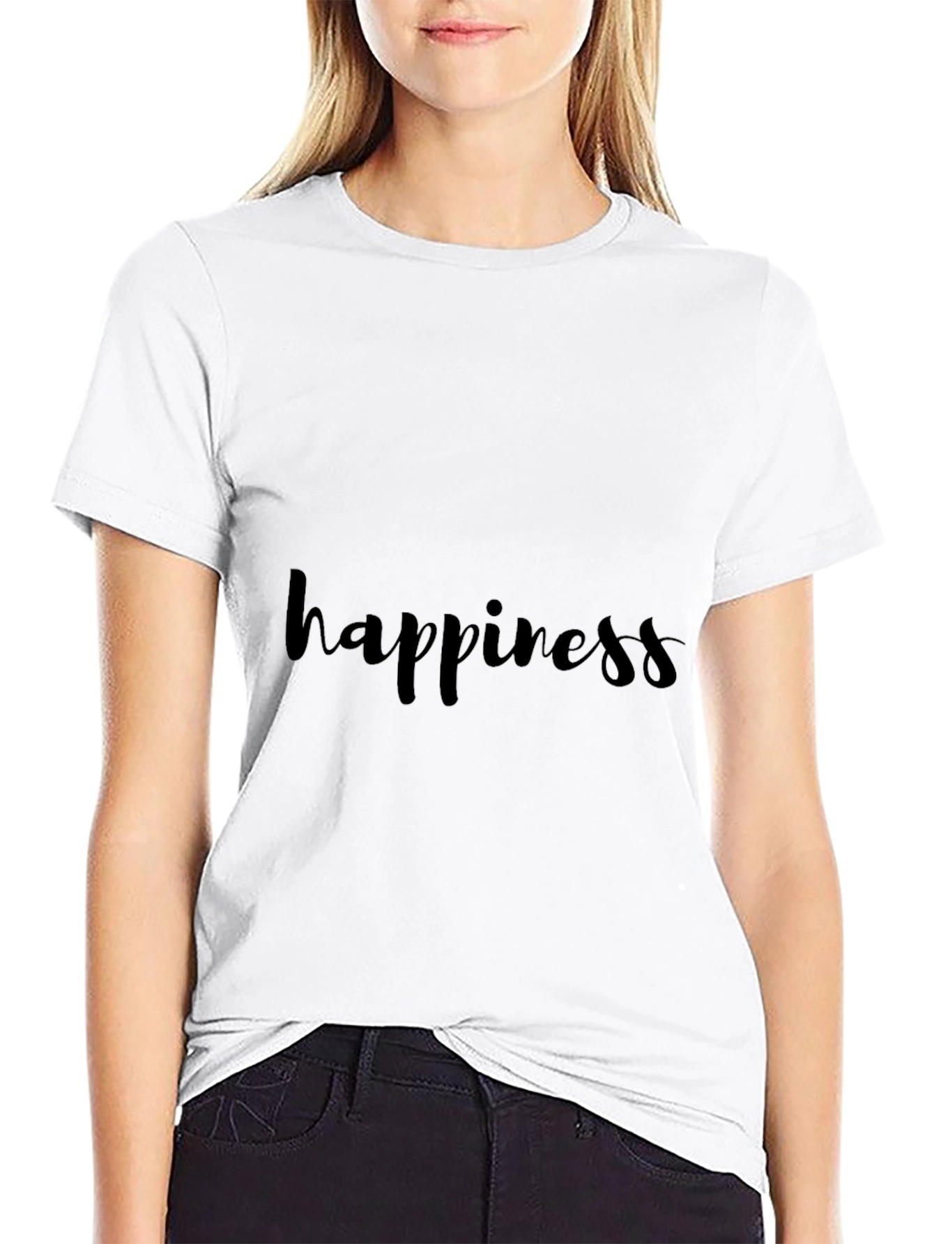 Happiness Graphic Tee - Unisex Black Cotton T-Shirt