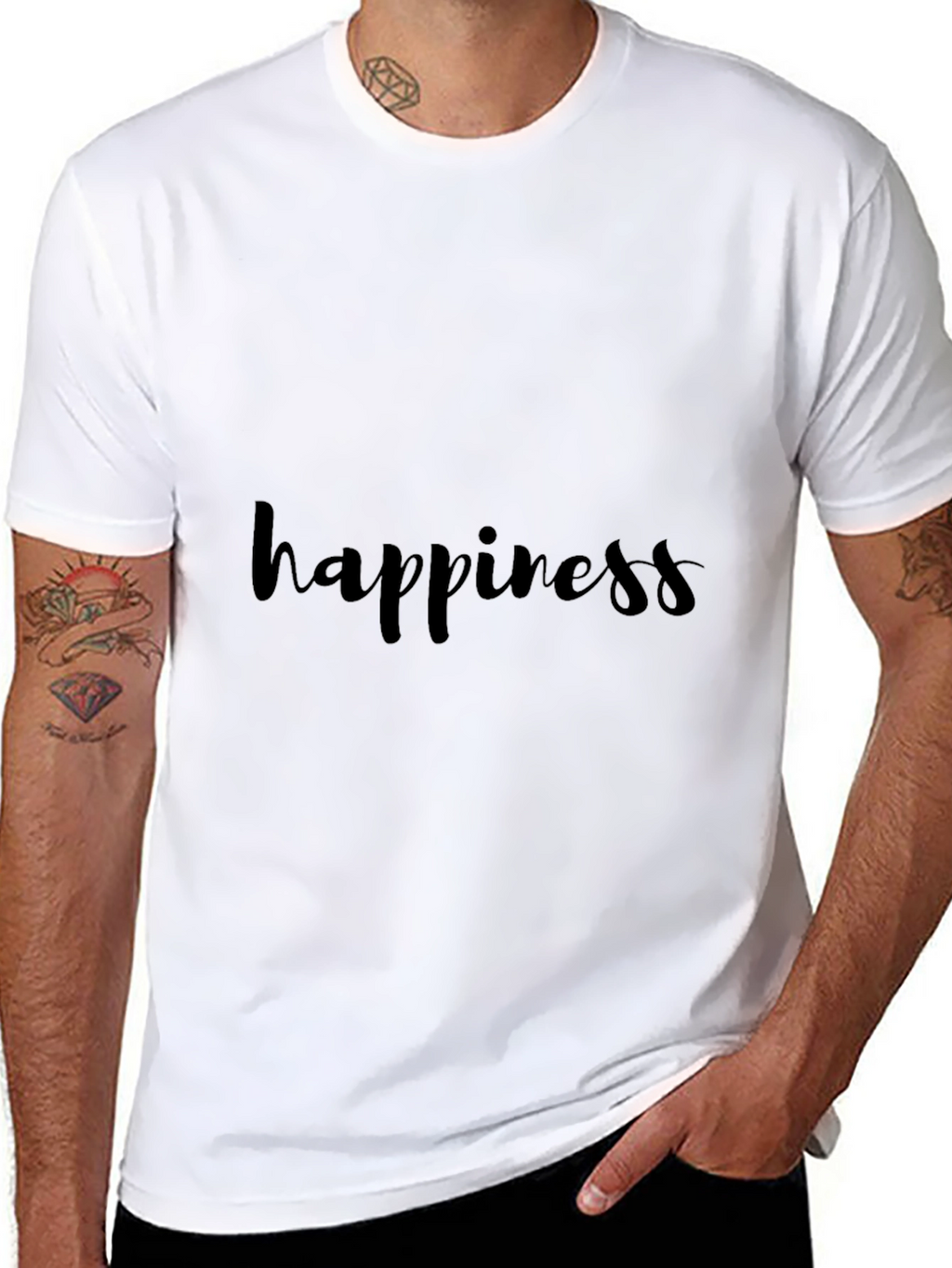 Happiness Graphic Tee - Unisex Black Cotton T-Shirt