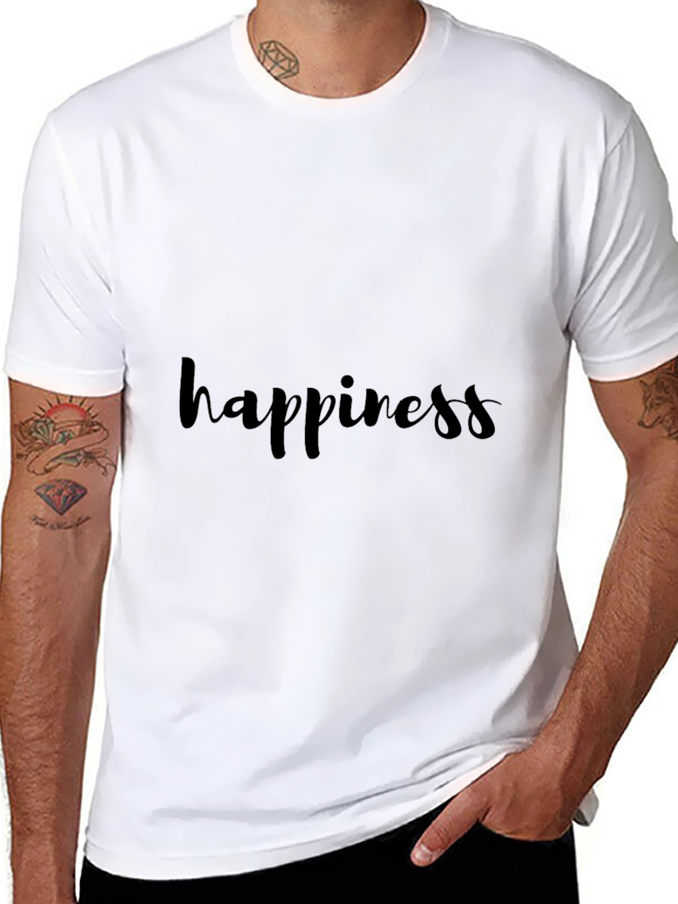 Happiness Graphic Tee - Unisex Black Cotton T-Shirt