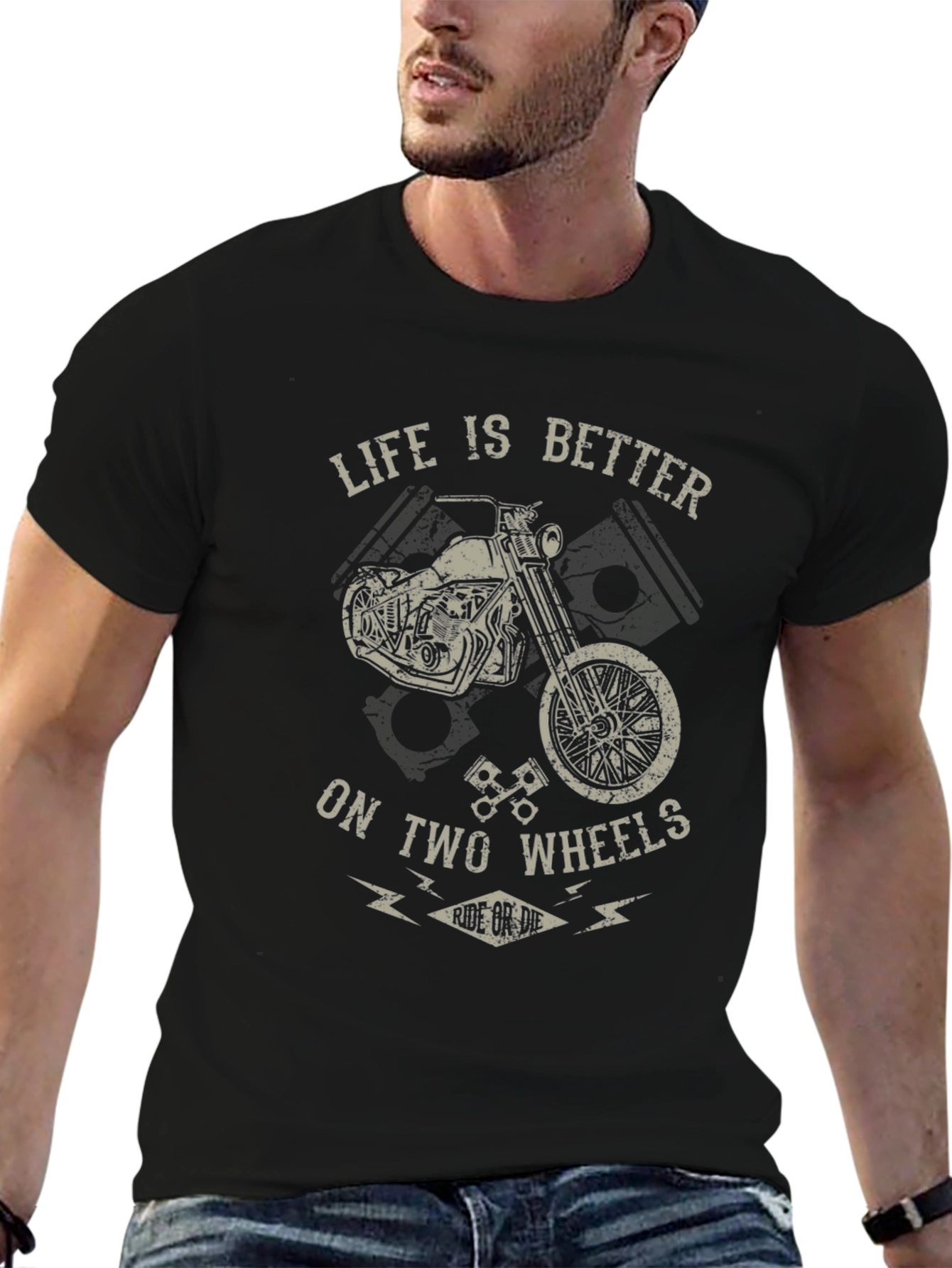 Motorcycle Graphic T-Shirt - Ride or Die Biker Tee