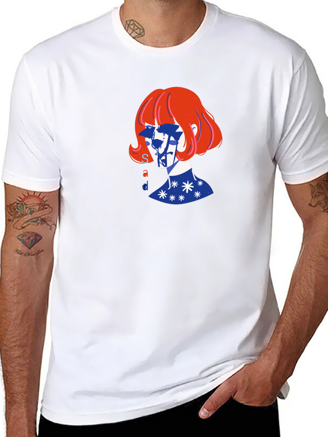 Artistic Graphic Print Black T-Shirt