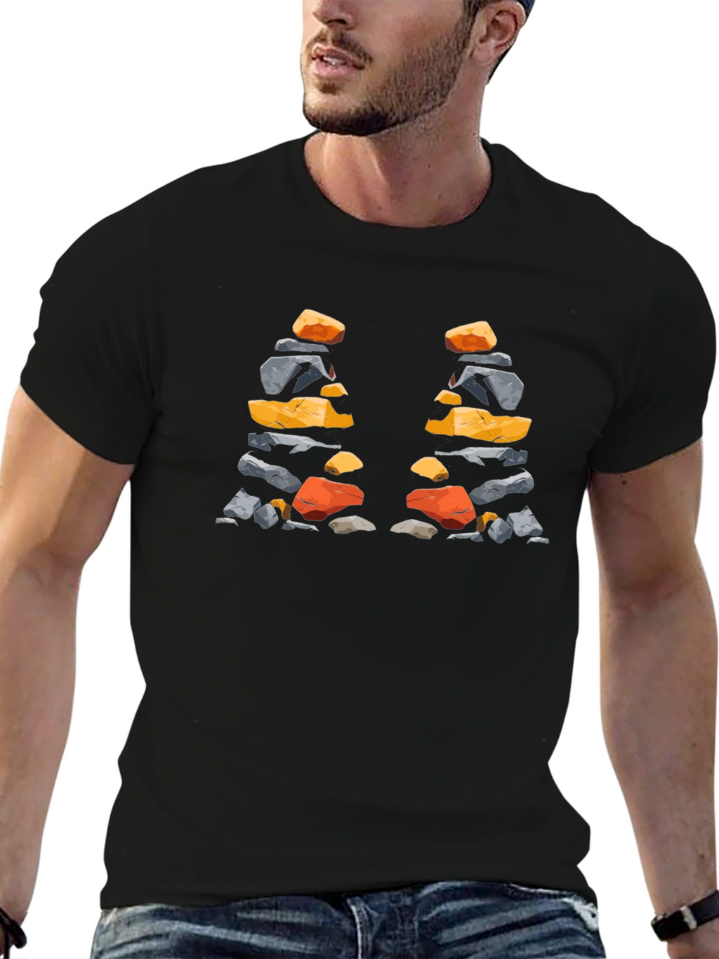 Stacked Stones T-Shirt - Artistic Nature Design