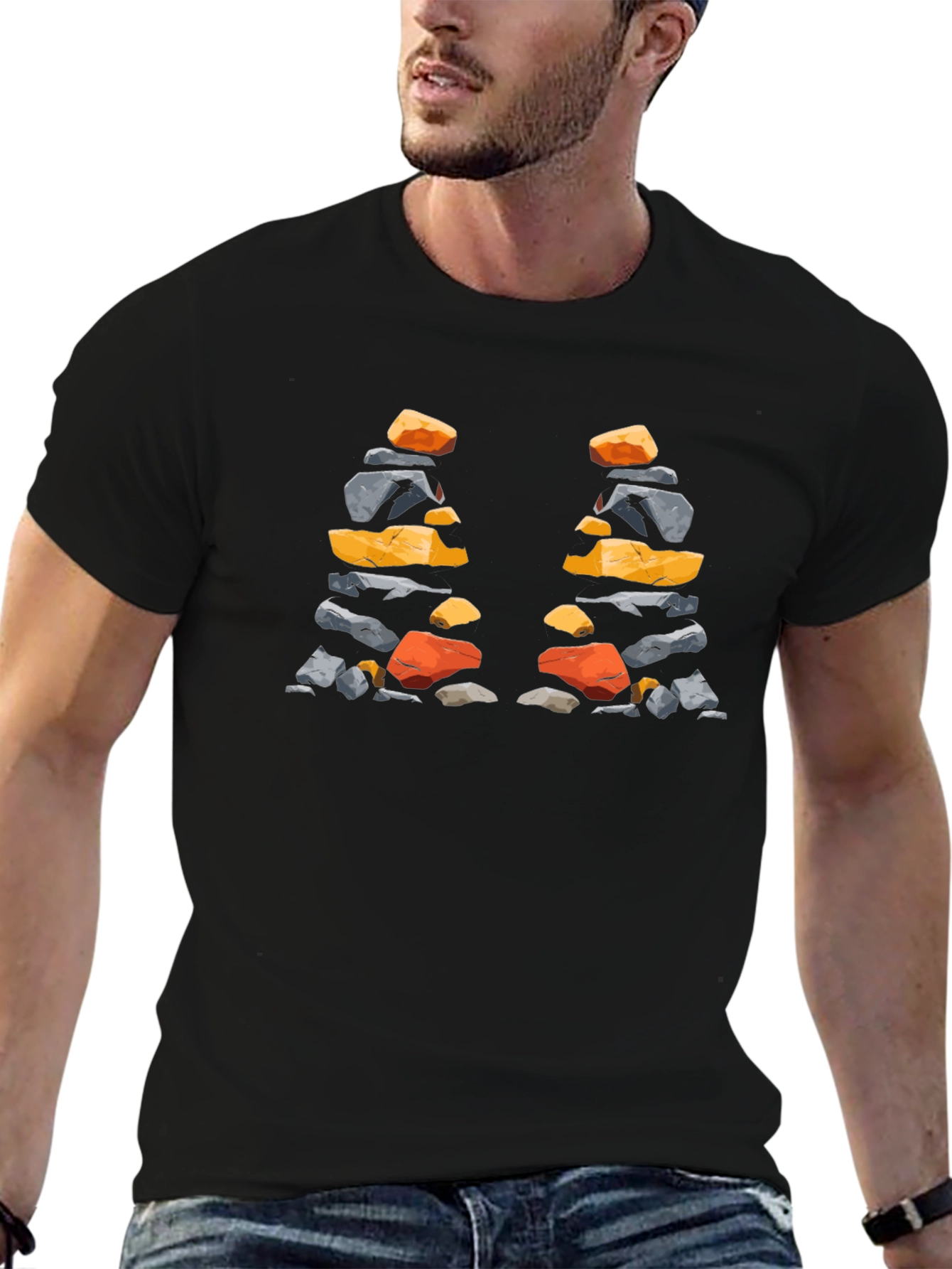 Stacked Stones T-Shirt - Artistic Nature Design