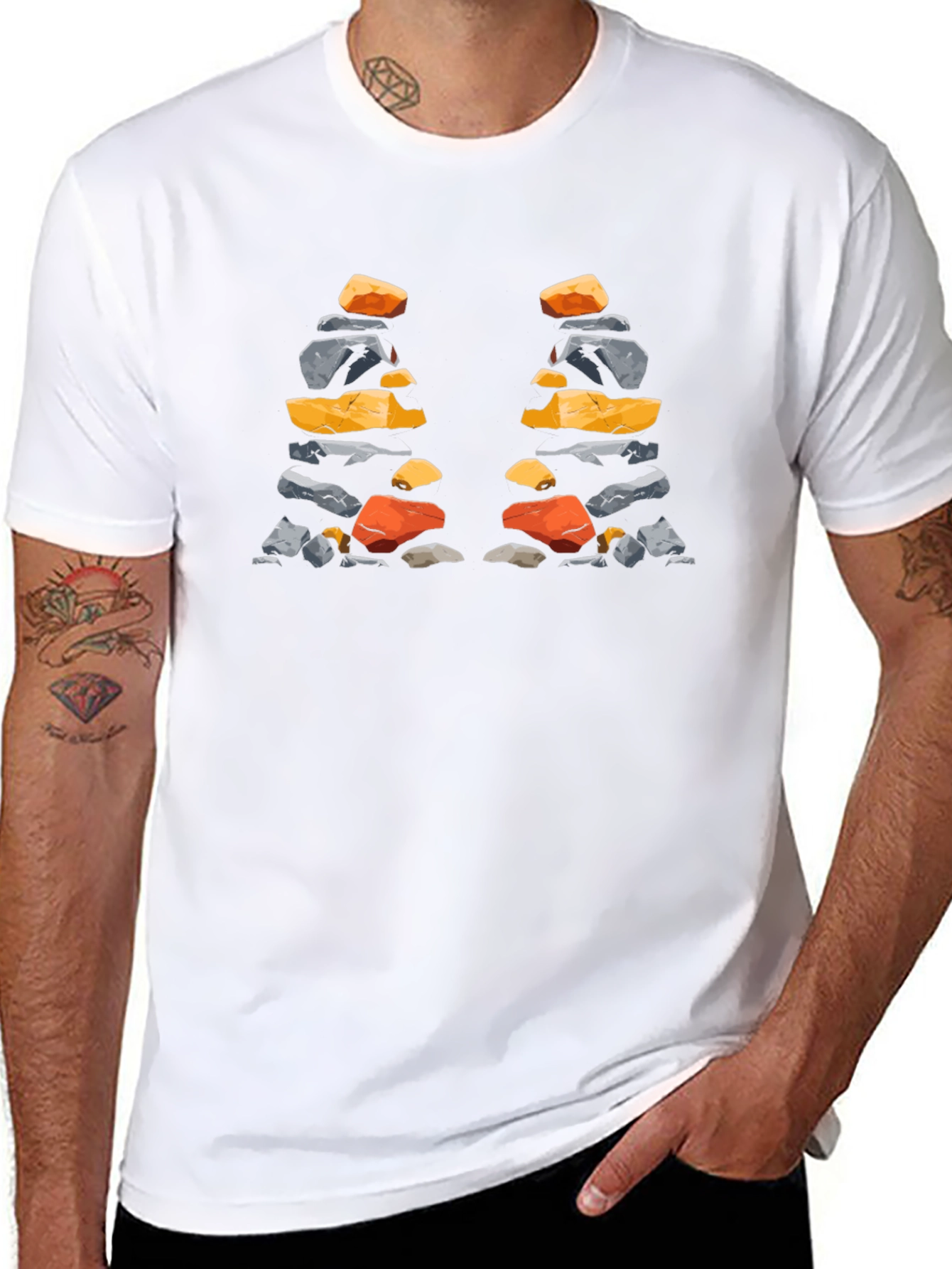Stacked Stones T-Shirt - Artistic Nature Design