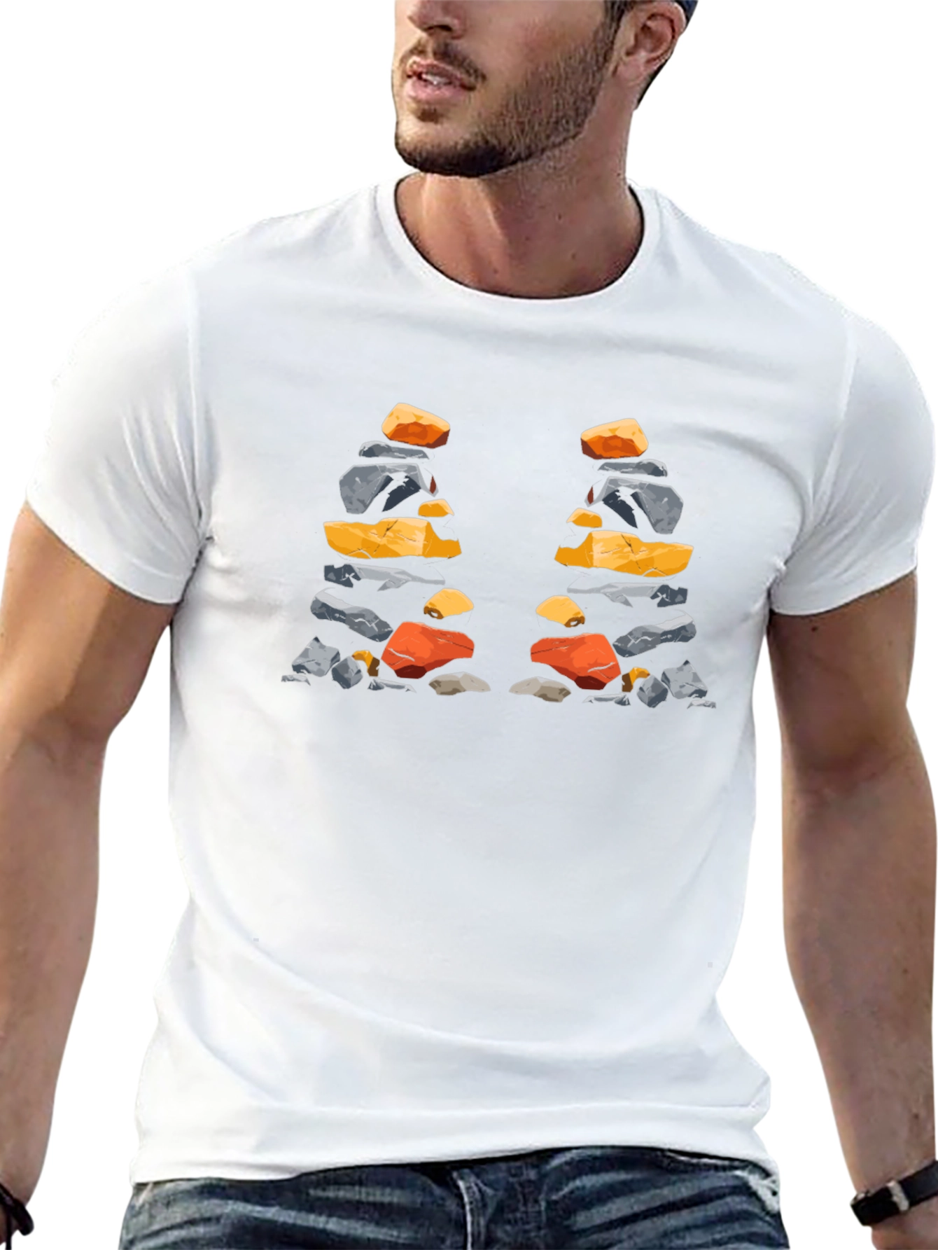 Stacked Stones T-Shirt - Artistic Nature Design