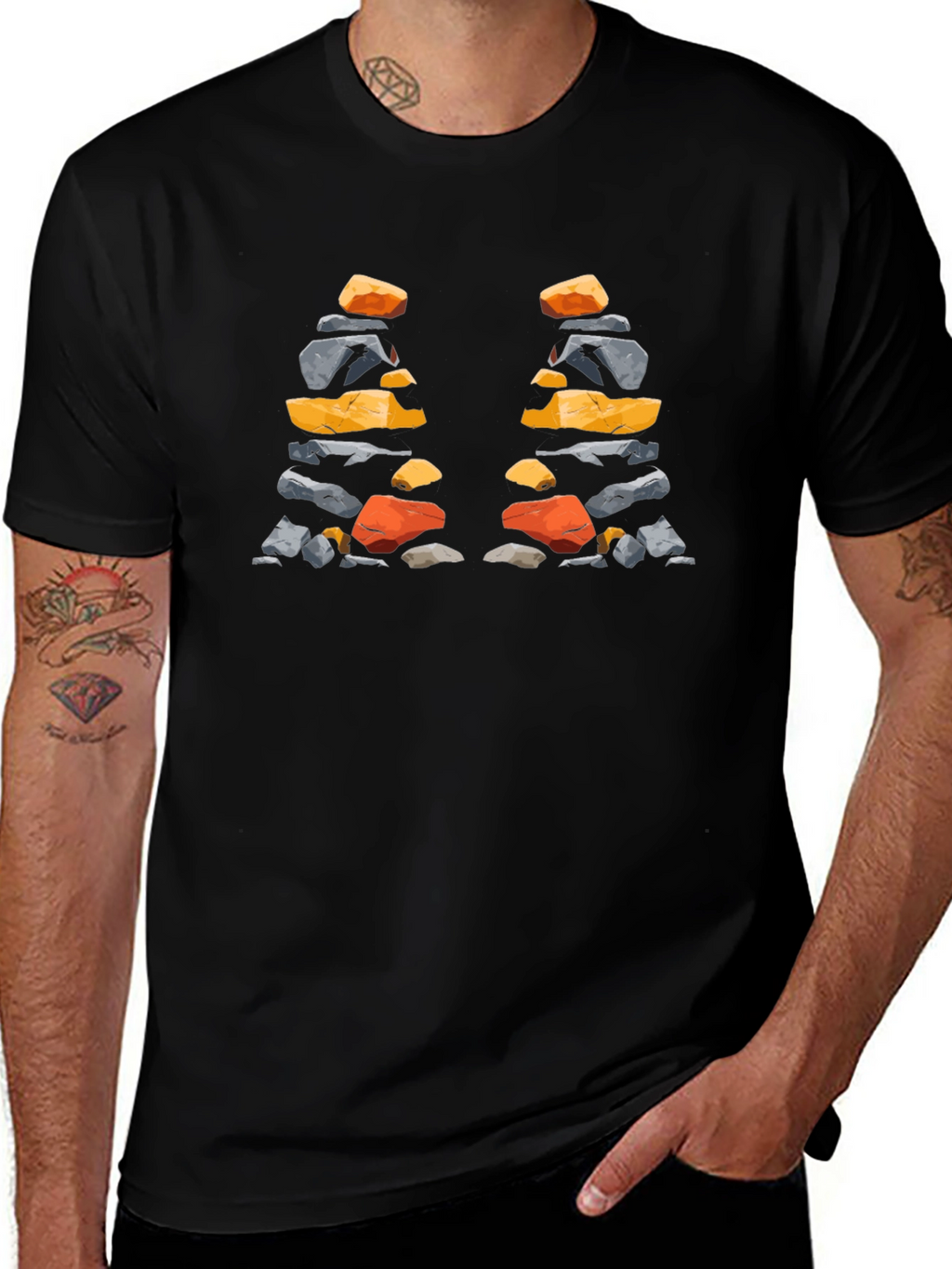 Stacked Stones T-Shirt - Artistic Nature Design