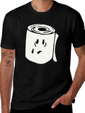 Toilet Paper Roll Graphic Tee - Black Cotton Shirt