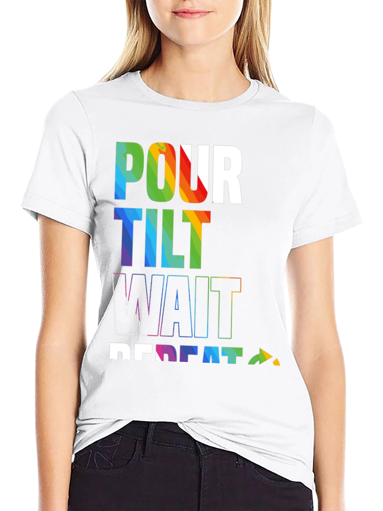 Pour Tilt Wait Repeat Graphic Tee - Black