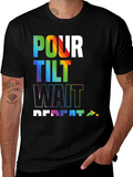 Pour Tilt Wait Repeat Graphic Tee - Black
