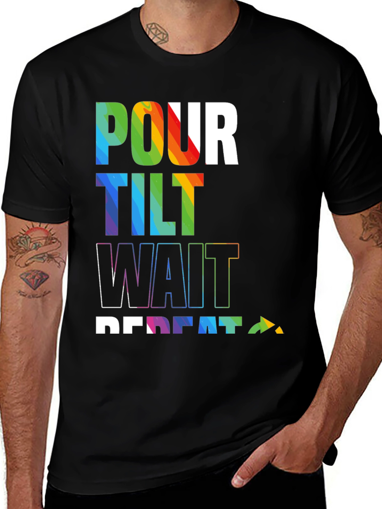 Pour Tilt Wait Repeat Graphic Tee - Black