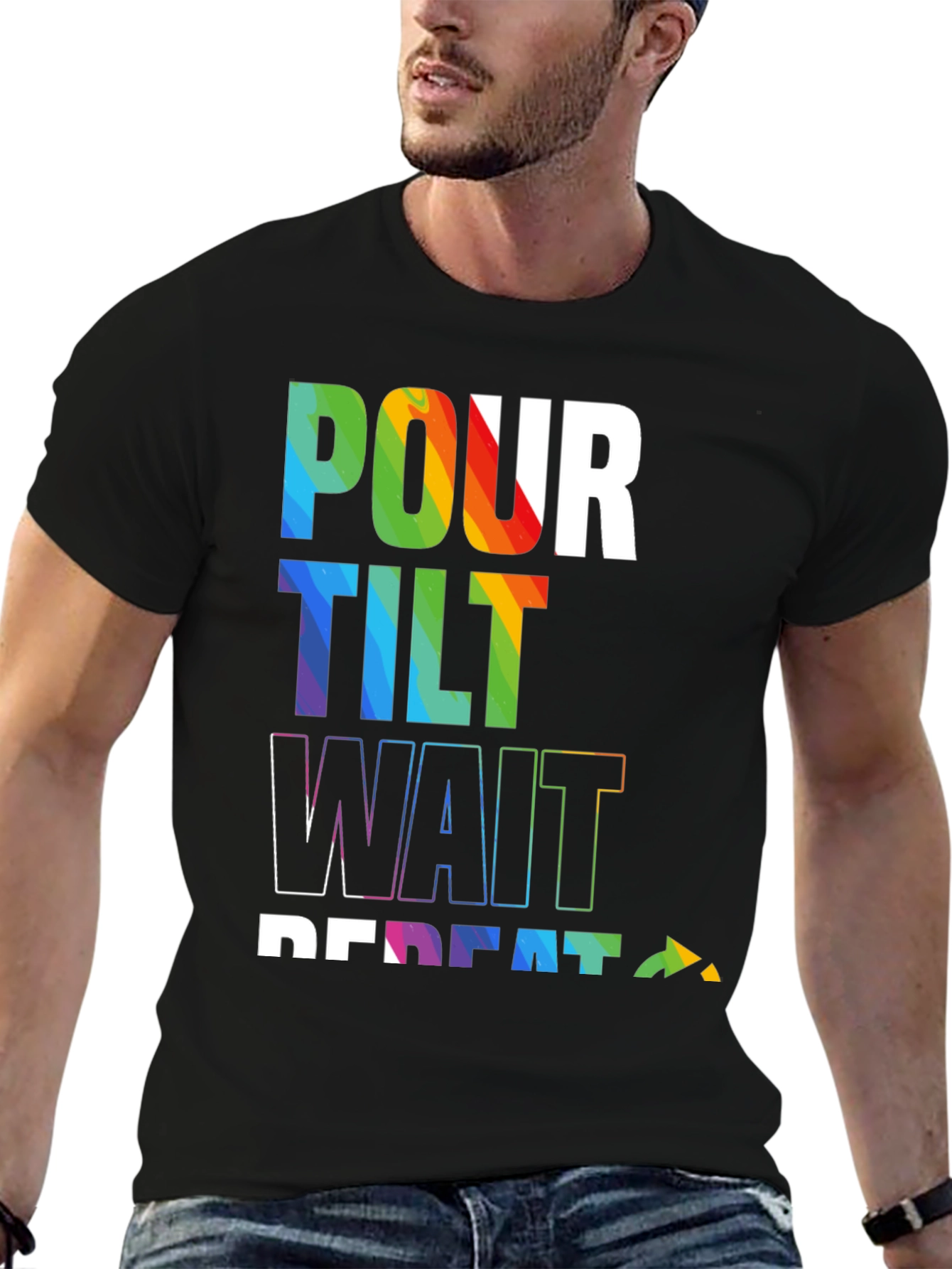 Pour Tilt Wait Repeat Graphic Tee - Black