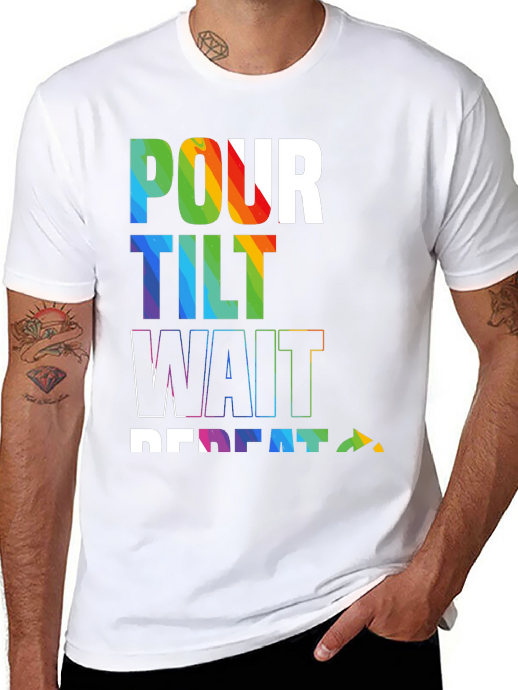 Pour Tilt Wait Repeat Graphic Tee - Black