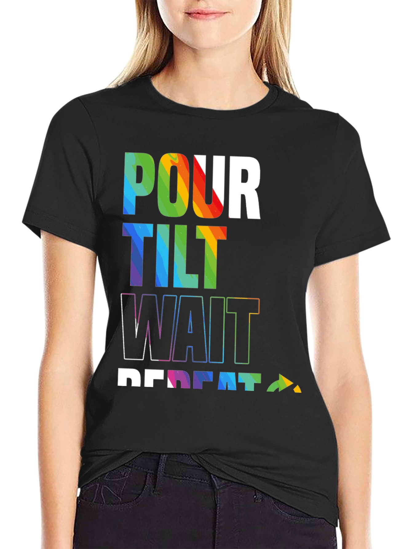 Pour Tilt Wait Repeat Graphic Tee - Black