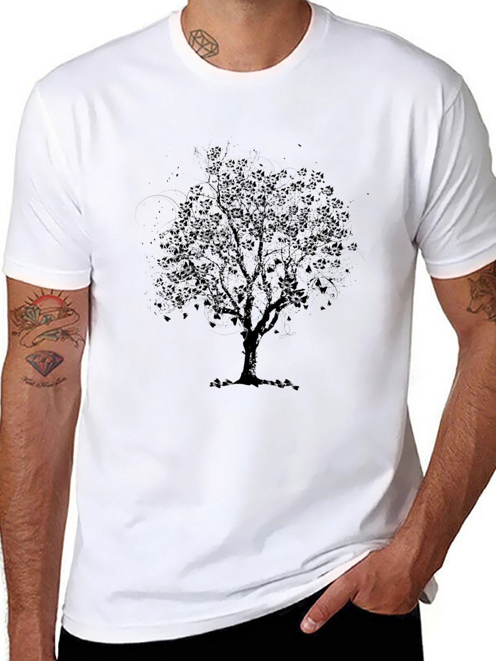 Black Tree Graphic T-Shirt - Mens Casual Tee