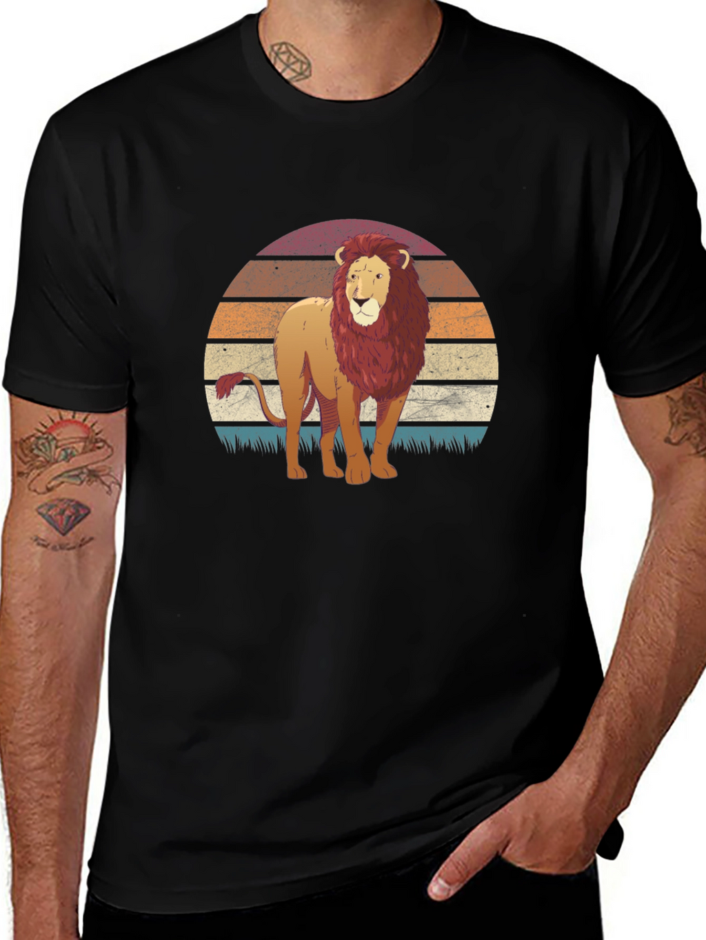 Lion Sunset Graphic T-Shirt