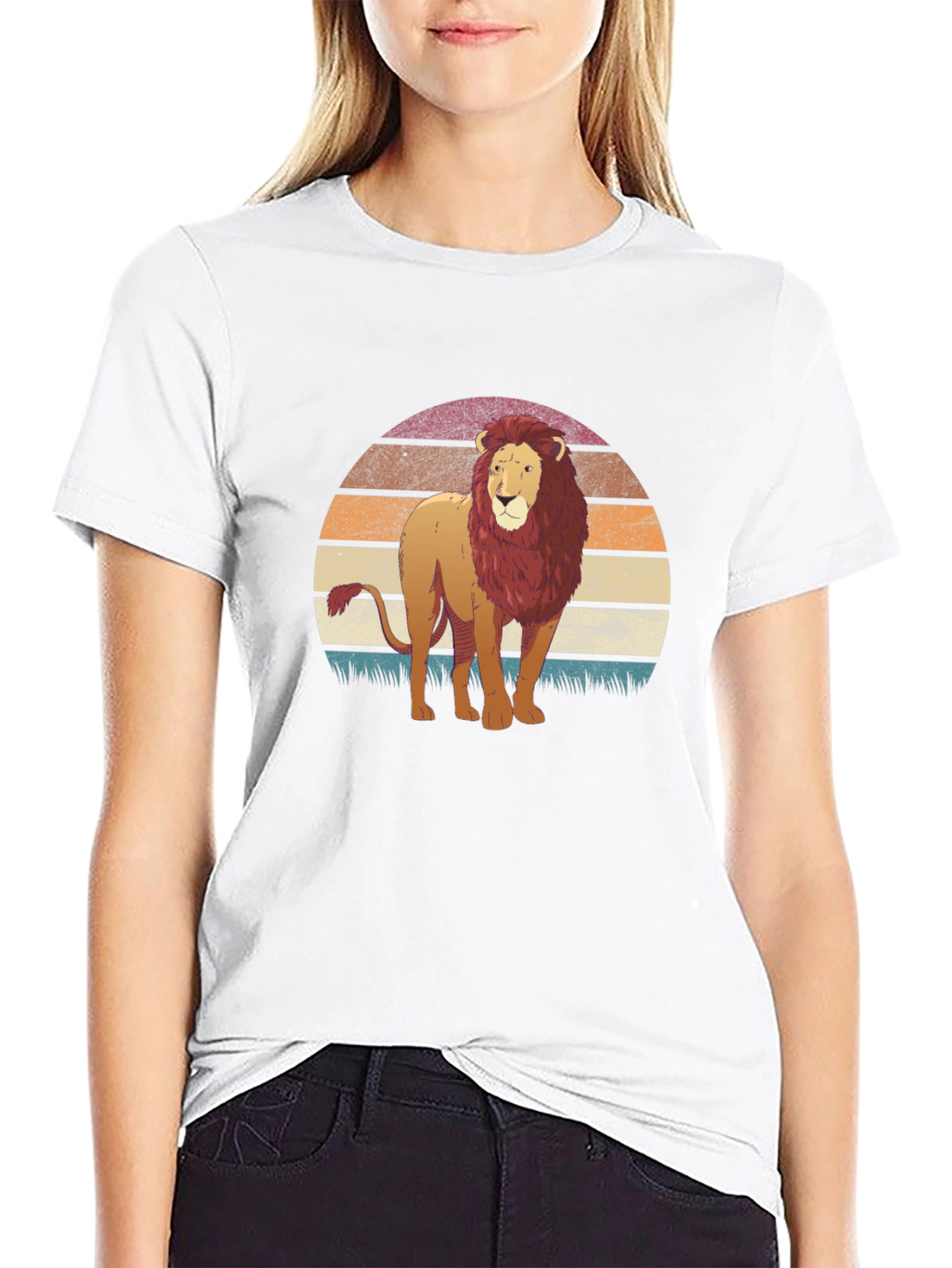 Lion Sunset Graphic T-Shirt