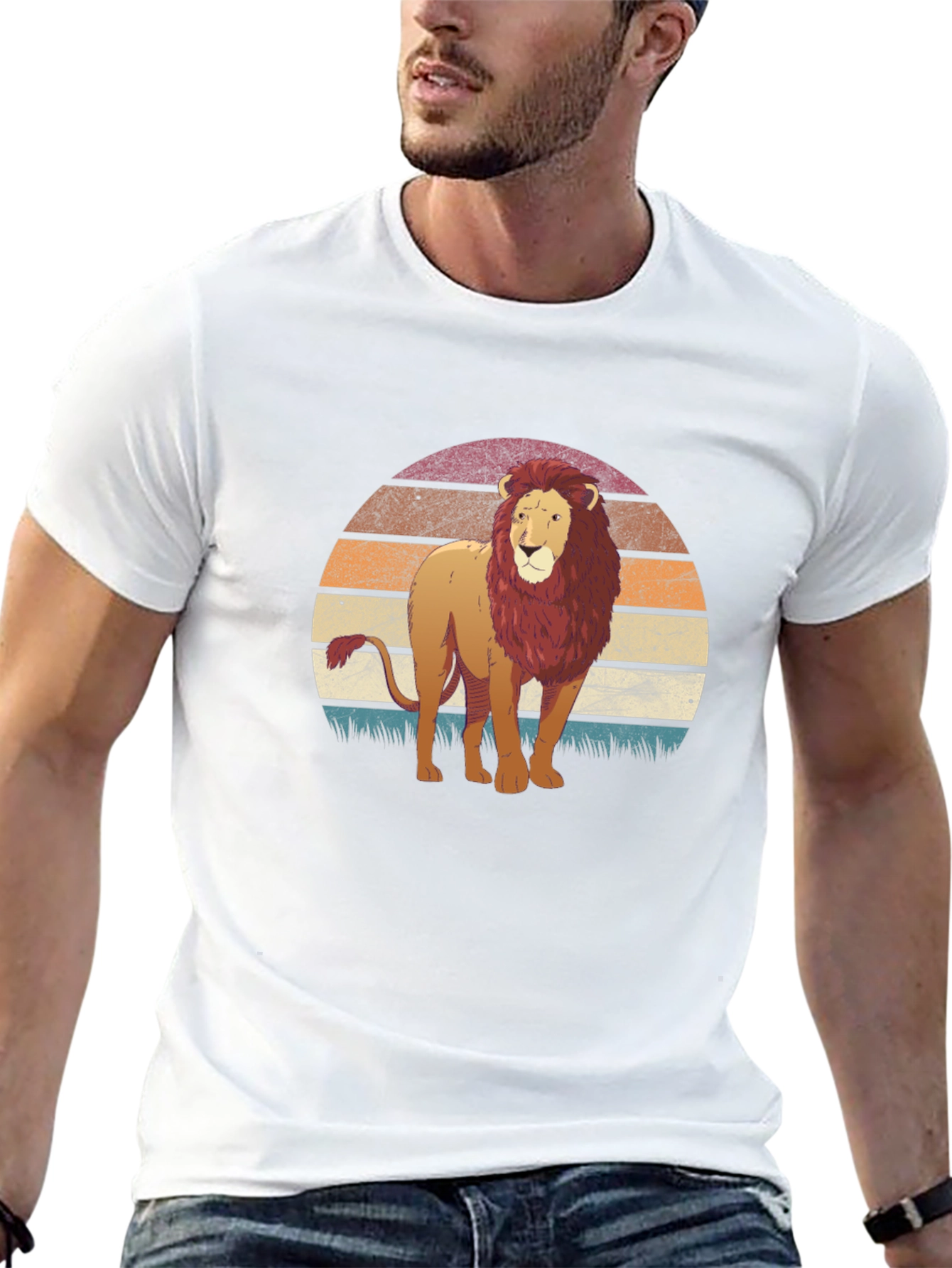 Lion Sunset Graphic T-Shirt