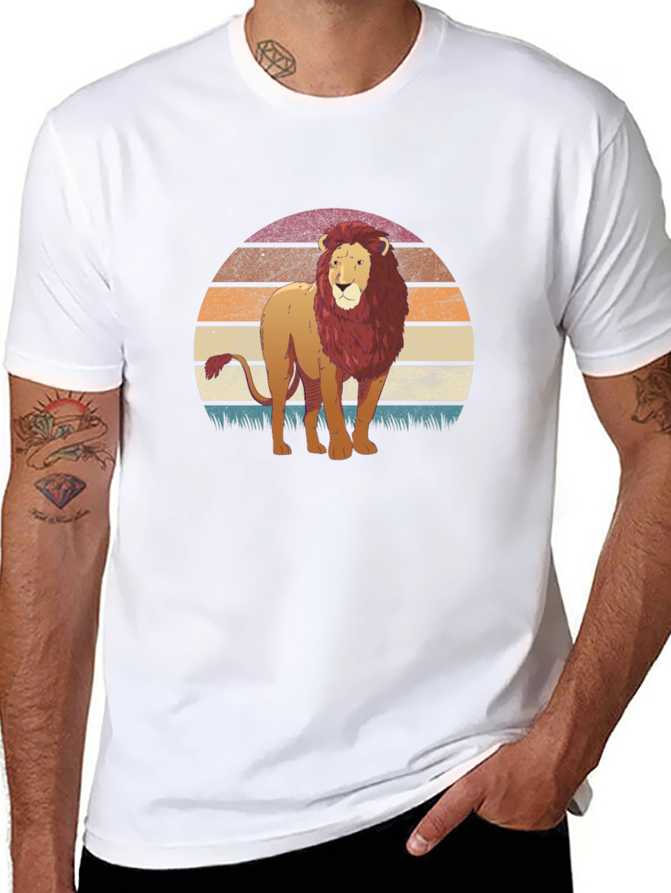 Lion Sunset Graphic T-Shirt