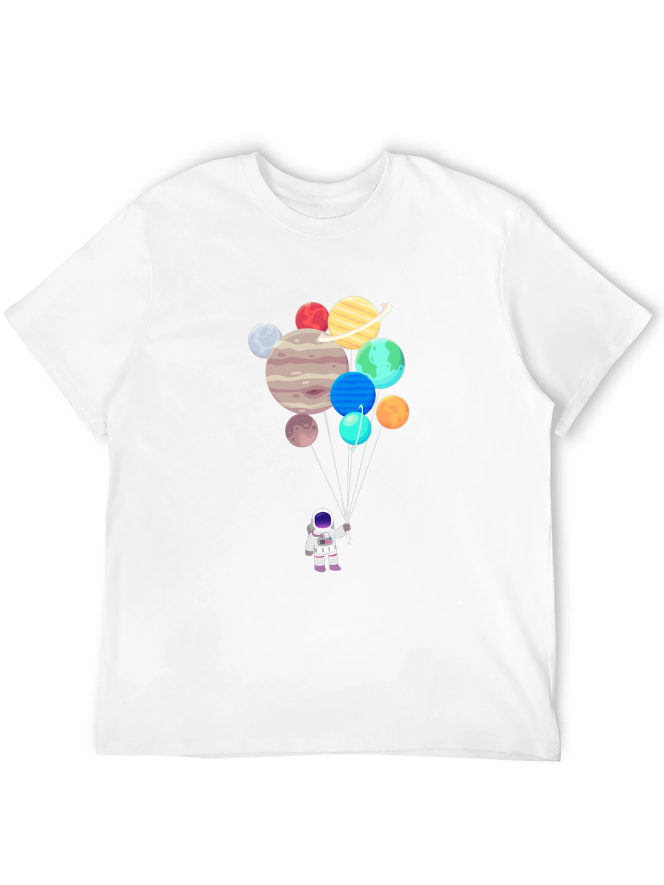 Astronaut Planets Balloon Graphic T-Shirt