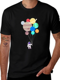 Astronaut Planets Balloon Graphic T-Shirt