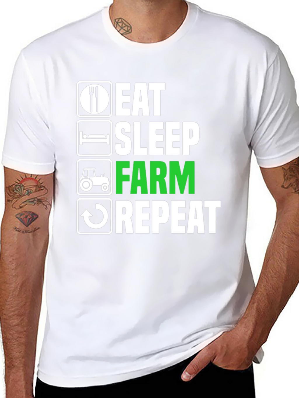 Eat Sleep Farm Repeat T-Shirt - Farming Life Tee