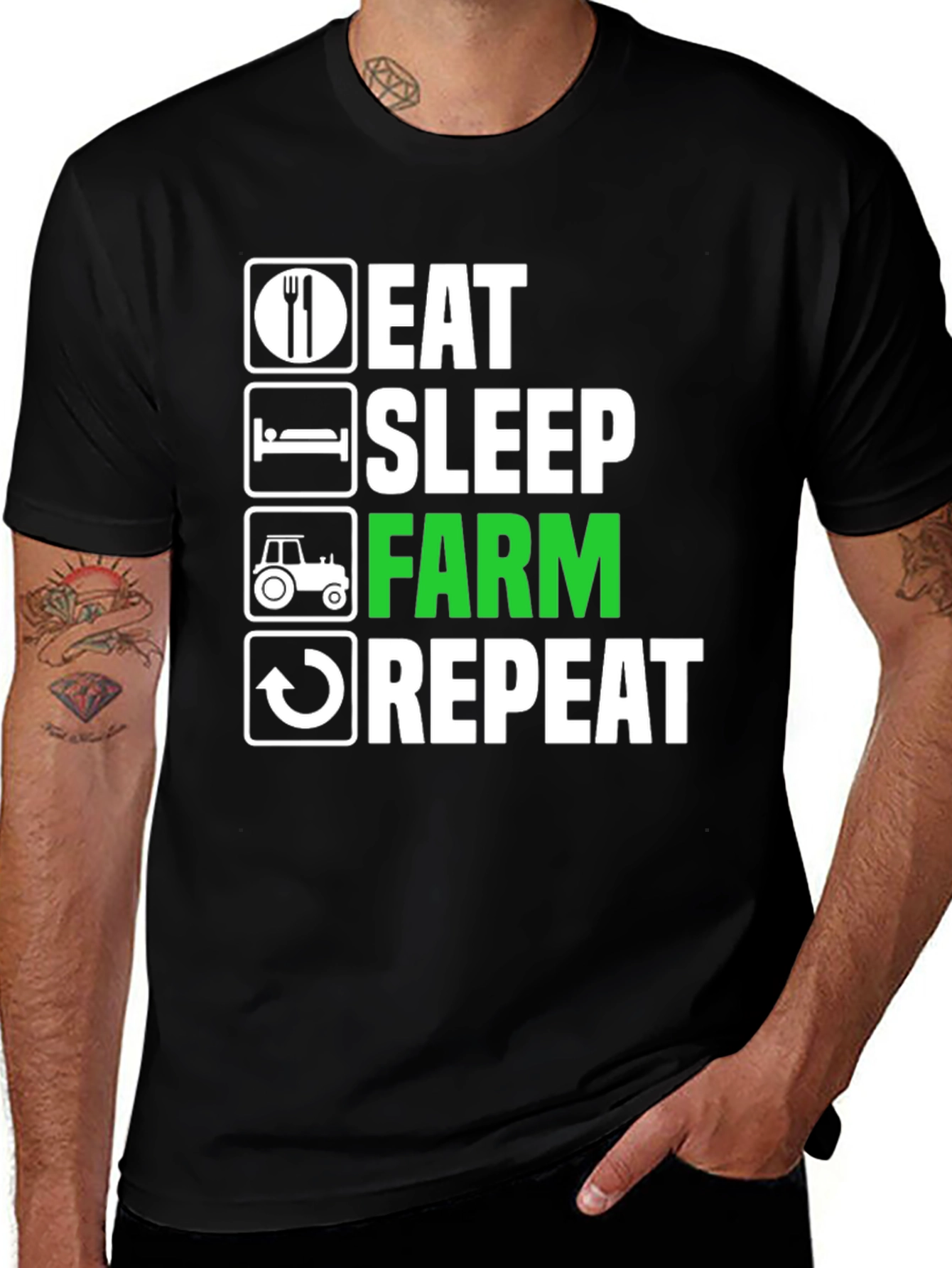Eat Sleep Farm Repeat T-Shirt - Farming Life Tee