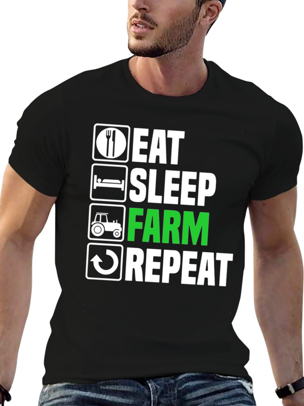 Eat Sleep Farm Repeat T-Shirt - Farming Life Tee