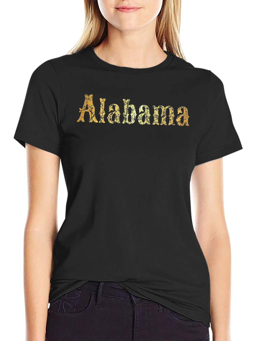 Alabama State T-Shirt - Distressed Gold Design