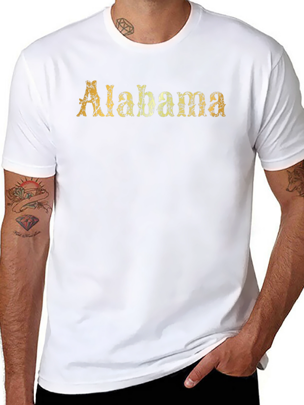 Alabama State T-Shirt - Distressed Gold Design