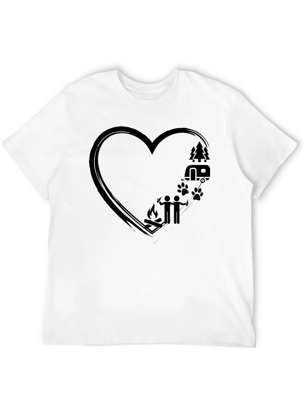 Camping Love Heart T-Shirt - Black