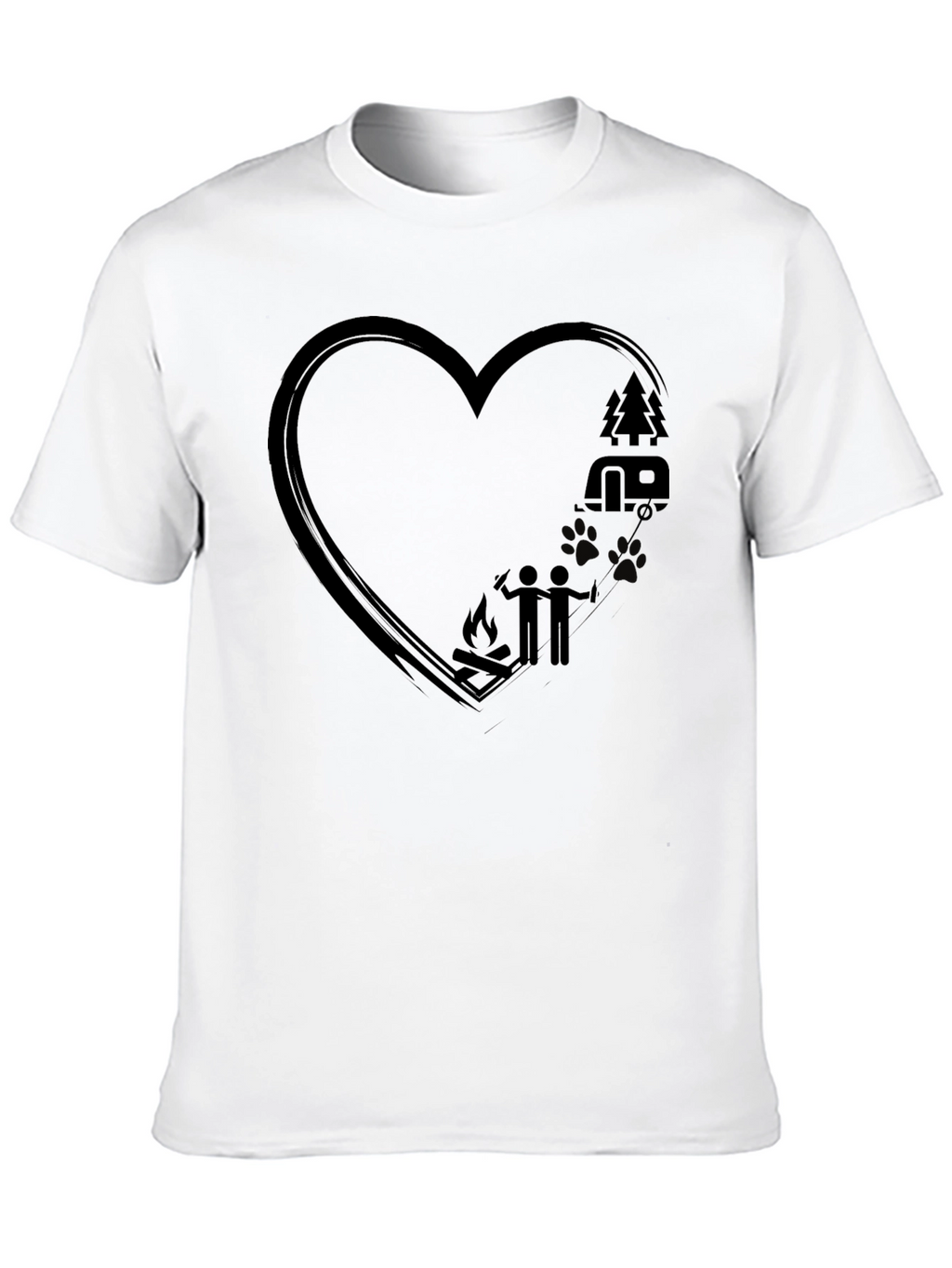 Camping Love Heart T-Shirt - Black