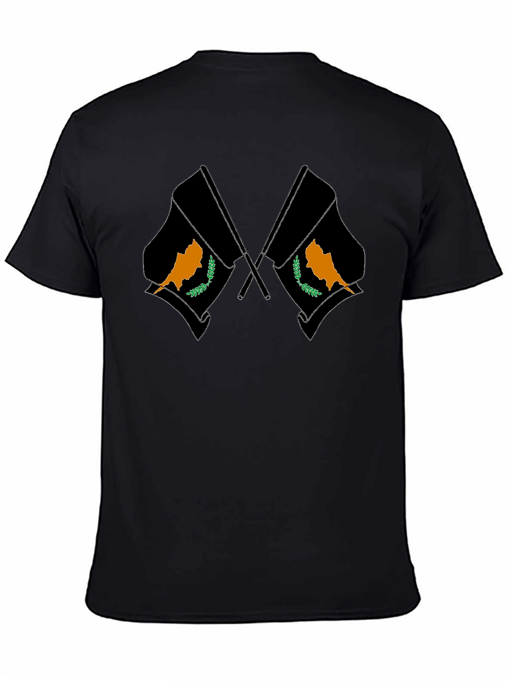 Cyprus Flag Graphic Print Black T-Shirt