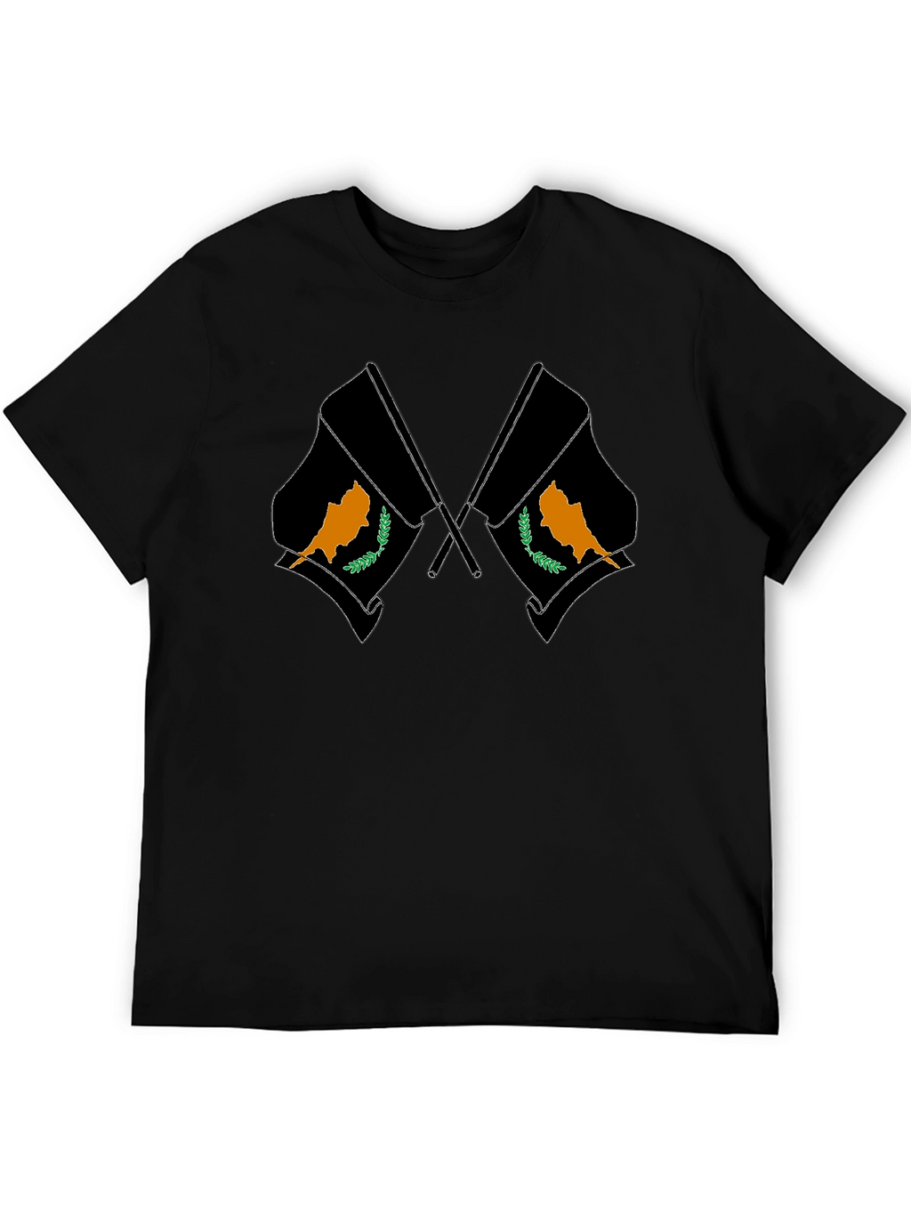Cyprus Flag Graphic Print Black T-Shirt