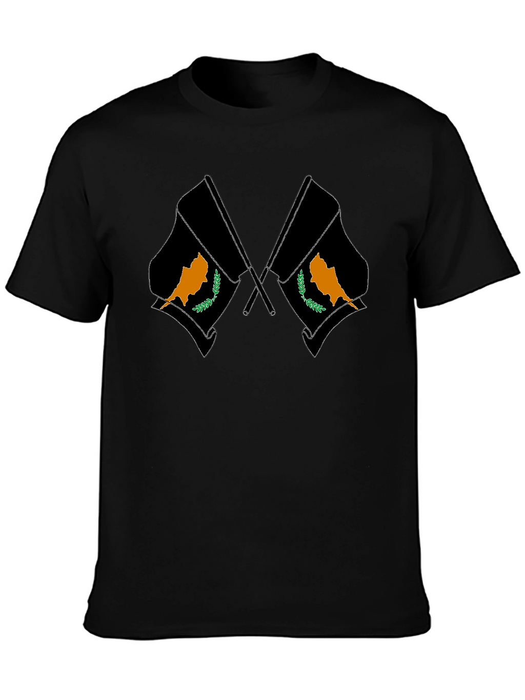 Cyprus Flag Graphic Print Black T-Shirt