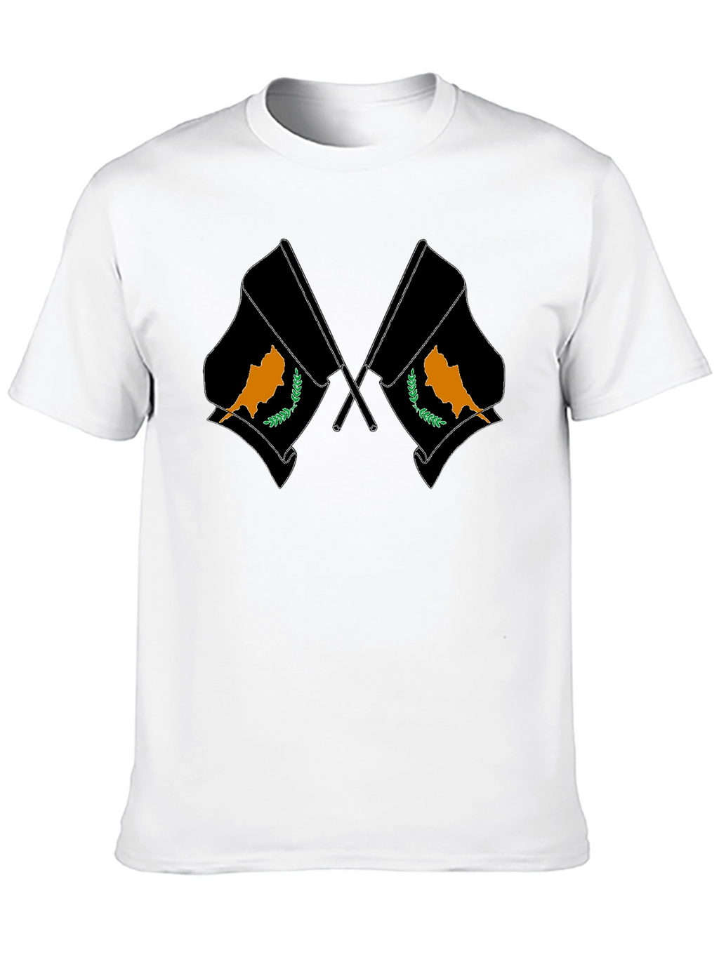 Cyprus Flag Graphic Print Black T-Shirt