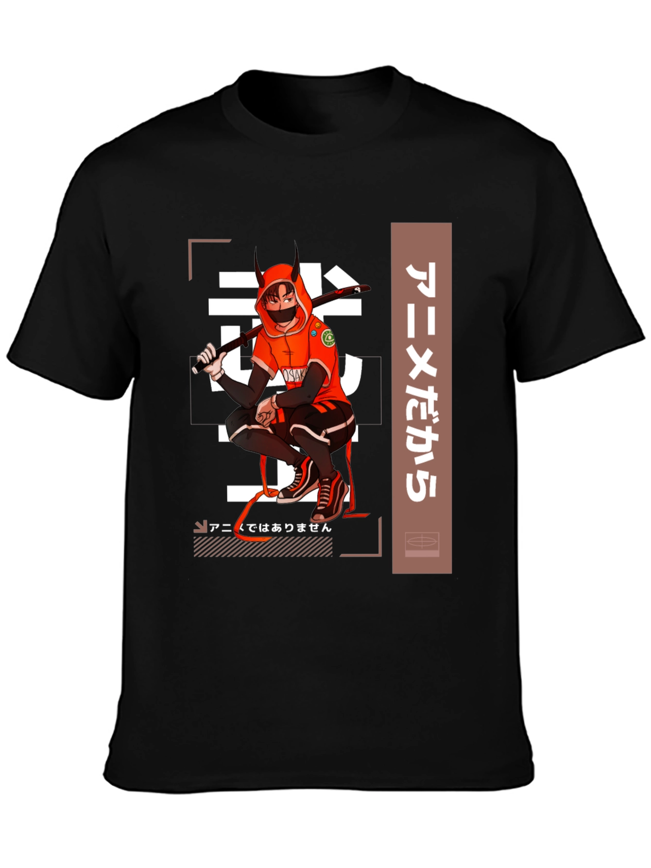 Anime-Inspired Black Graphic T-Shirt