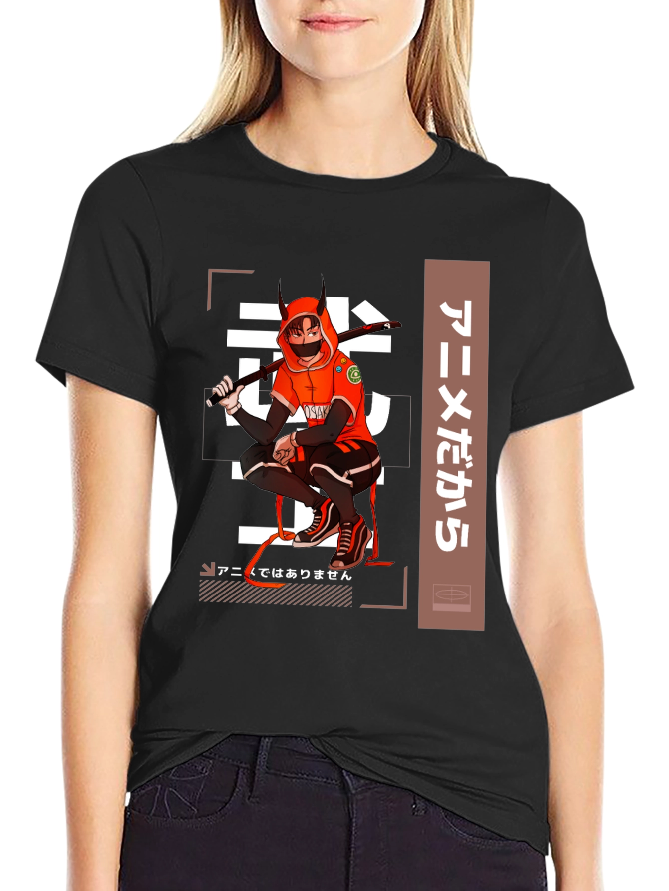 Anime-Inspired Black Graphic T-Shirt