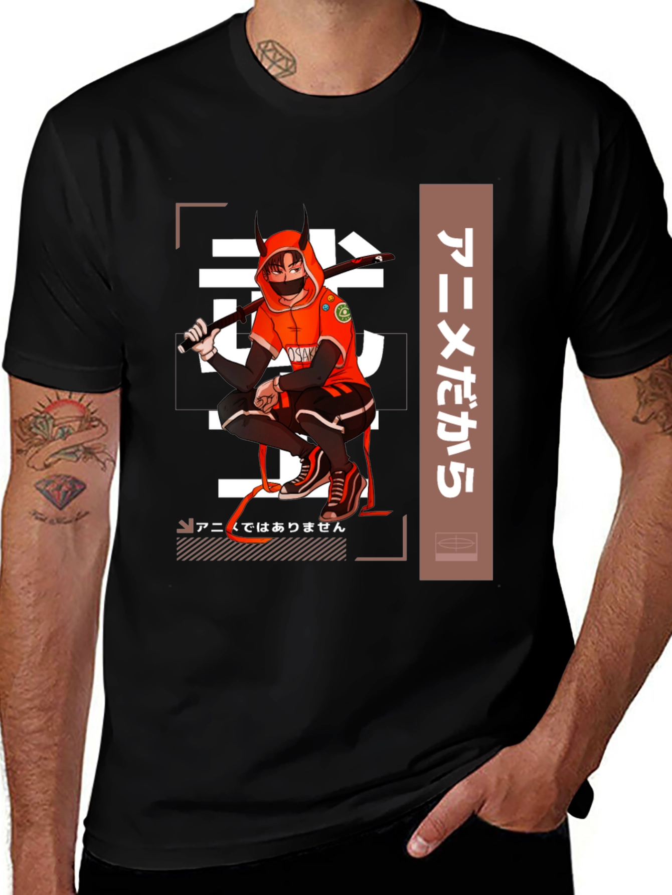 Anime-Inspired Black Graphic T-Shirt