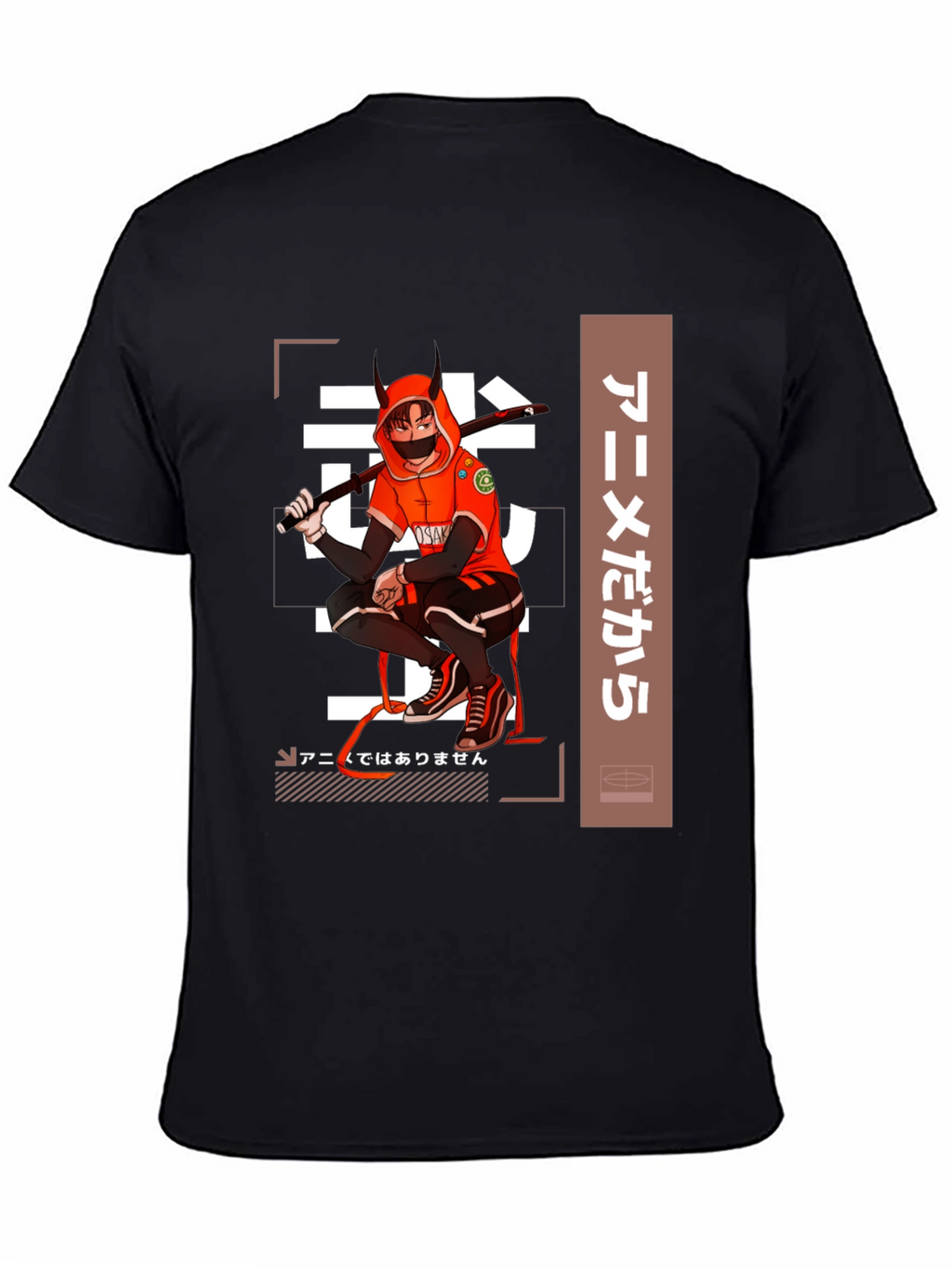 Anime-Inspired Black Graphic T-Shirt