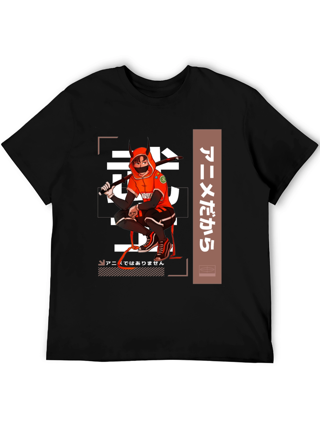 Anime-Inspired Black Graphic T-Shirt