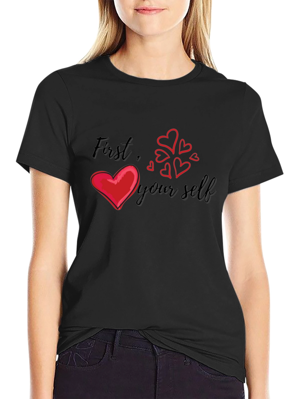 Love Yourself First Graphic Tee - Black