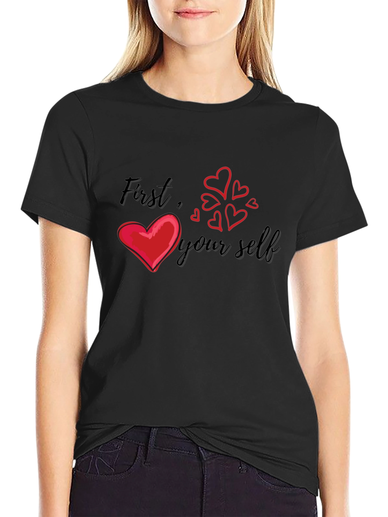 Love Yourself First Graphic Tee - Black
