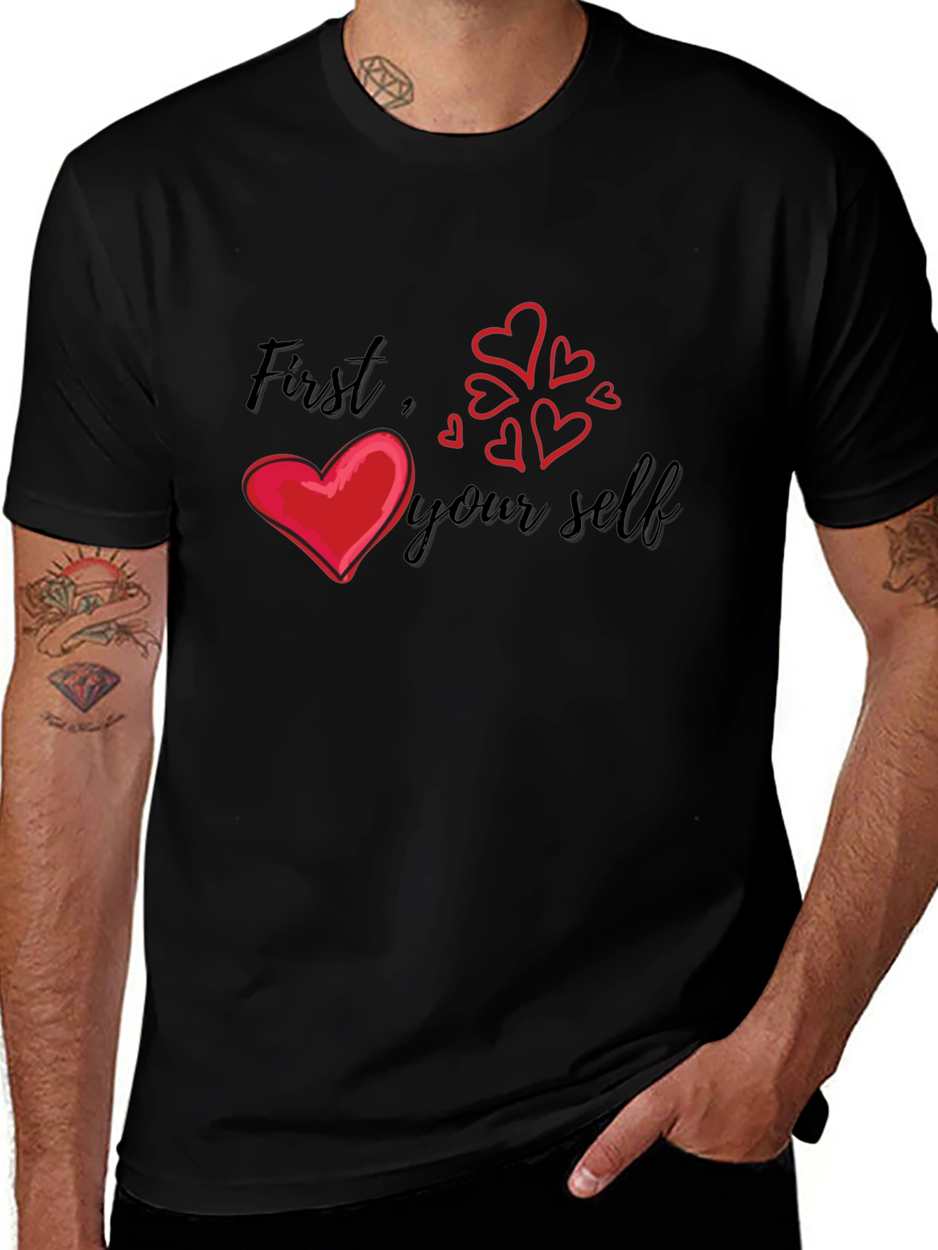 Love Yourself First Graphic Tee - Black