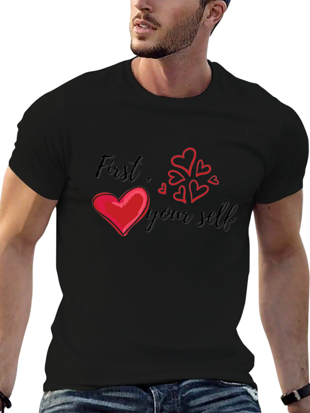 Love Yourself First Graphic Tee - Black