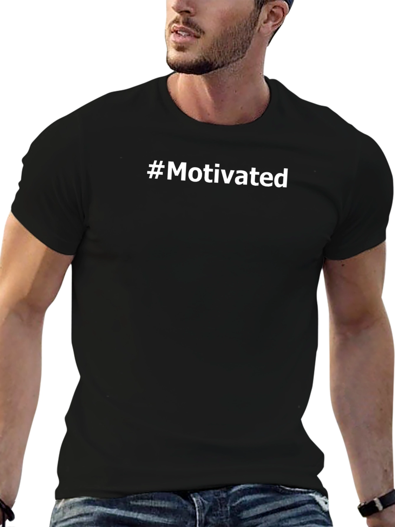 #Motivated Black T-Shirt - Inspirational Graphic Tee