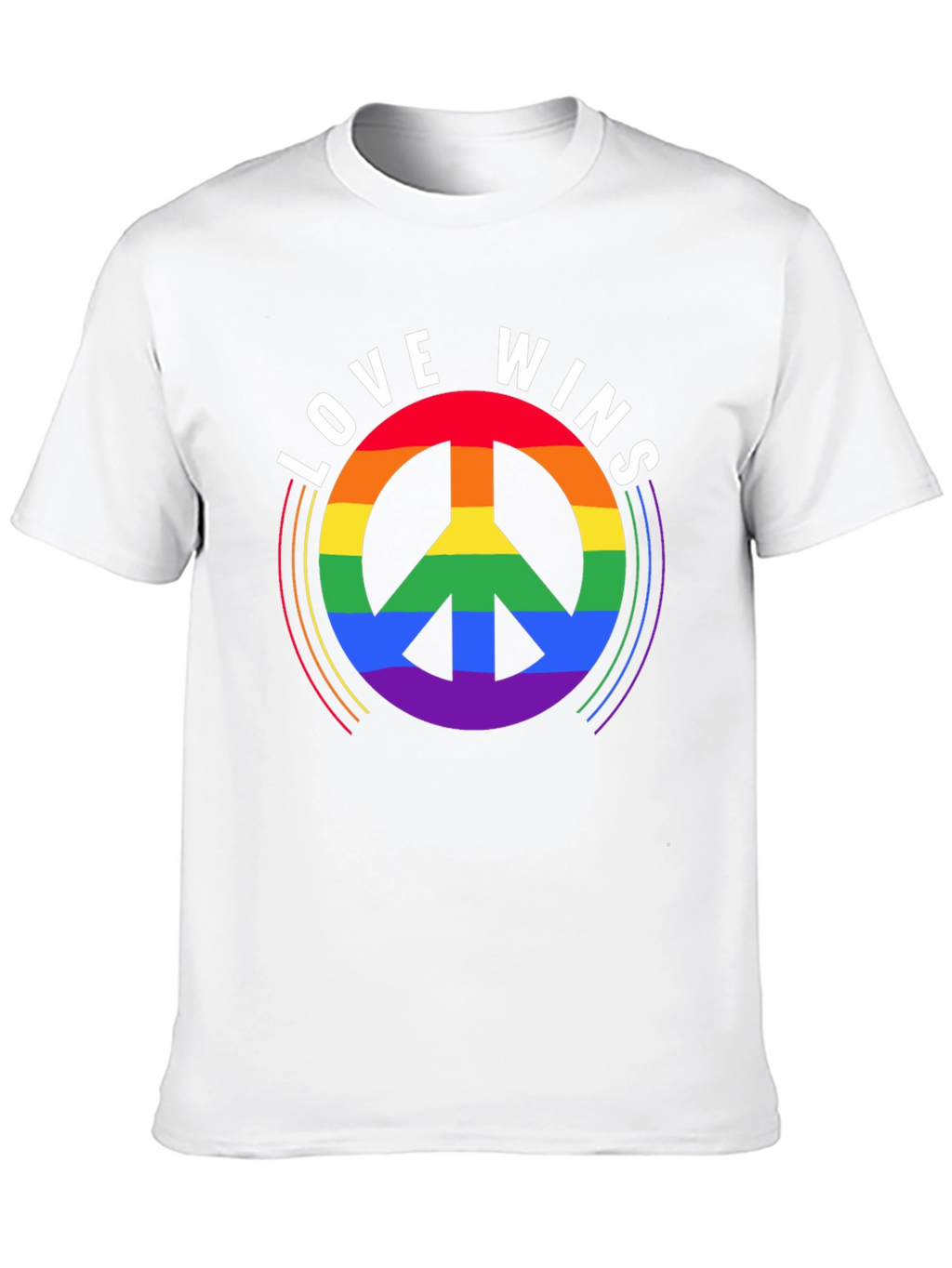 Love Wins Rainbow Peace Sign Black T-Shirt