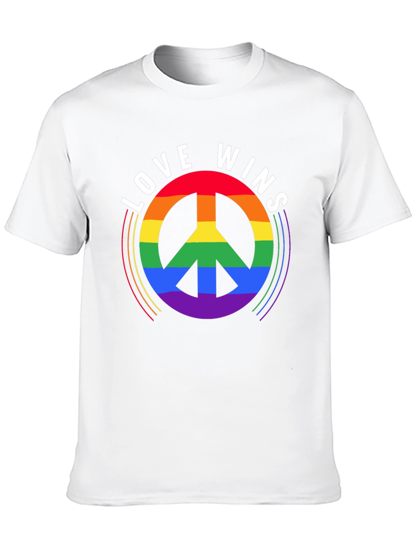 Love Wins Rainbow Peace Sign Black T-Shirt